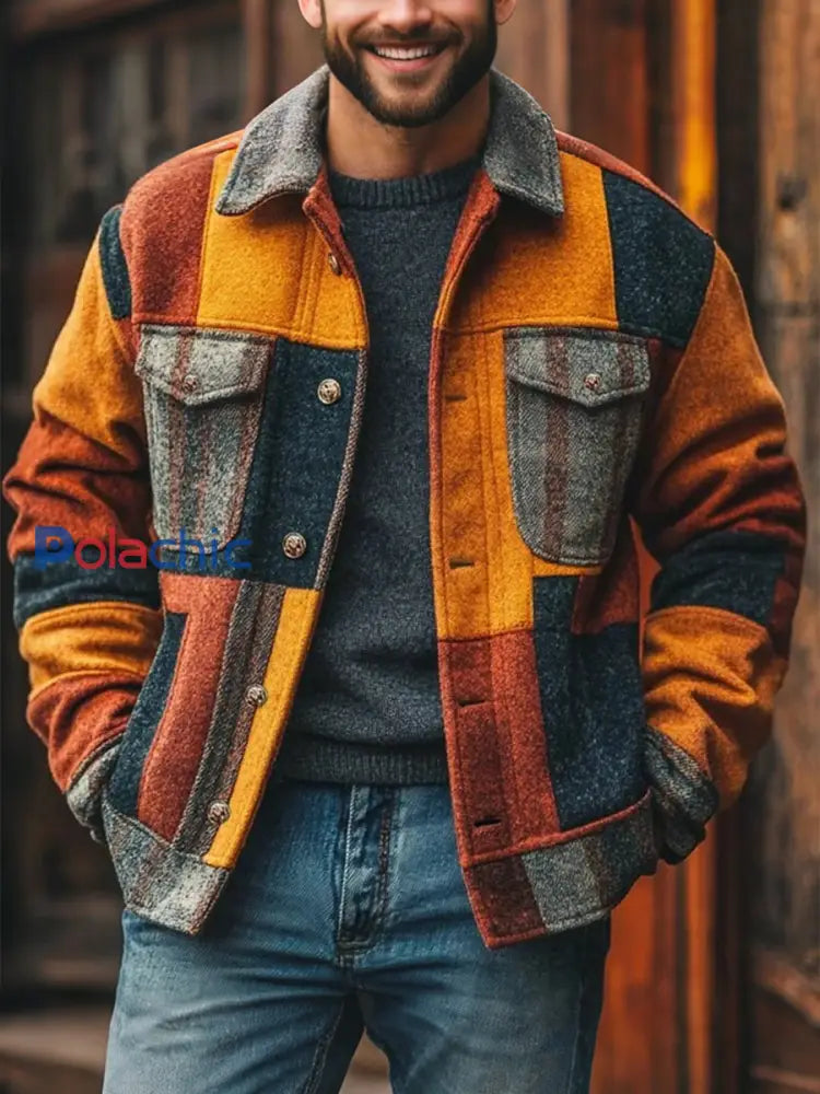 Veste à carreaux décontractée pour hommes comme image / S