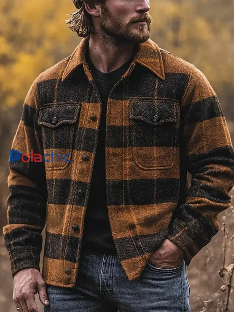 Veste à carreaux décontractée pour hommes comme image / S