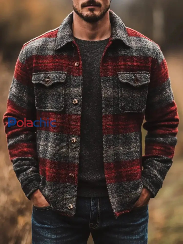 Veste à carreaux décontractée pour hommes comme image / S