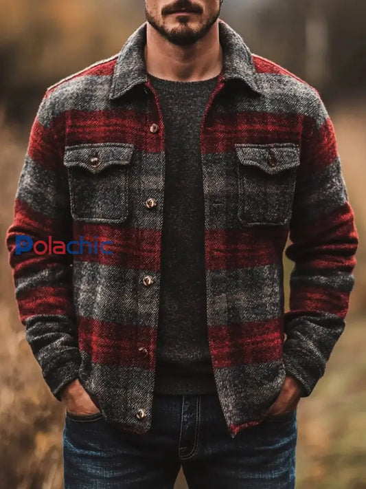 Veste à carreaux décontractée pour hommes comme image / S