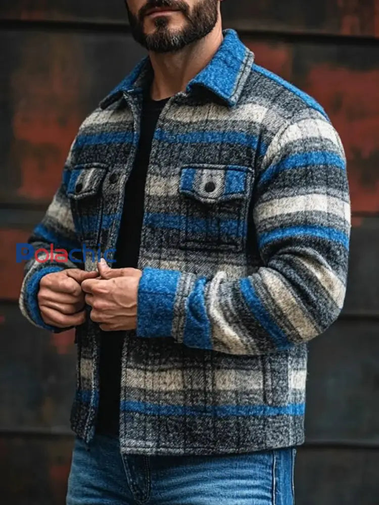 Veste à carreaux décontractée pour hommes comme image / S