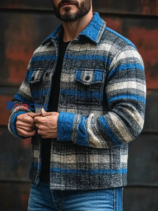 Veste à carreaux décontractée pour hommes comme image / S