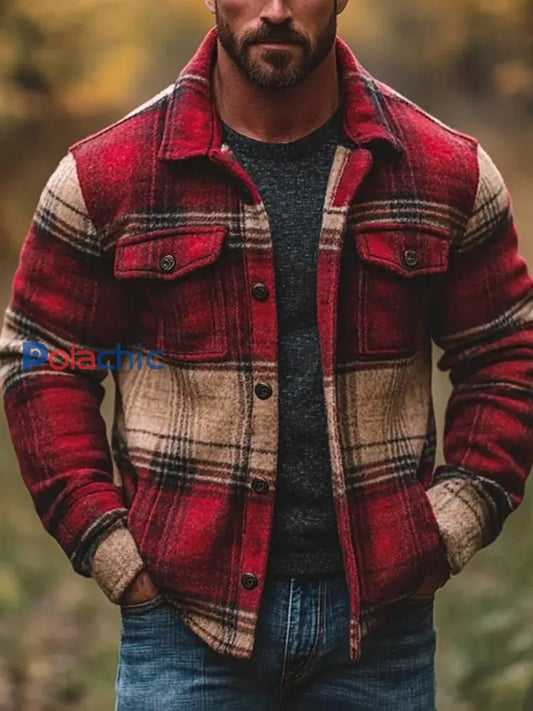 Veste à carreaux décontractée pour hommes comme image / S