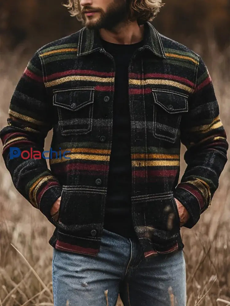Veste à carreaux décontractée pour hommes comme image / S