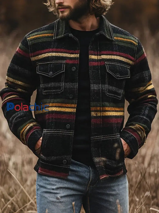 Veste à carreaux décontractée pour hommes comme image / S