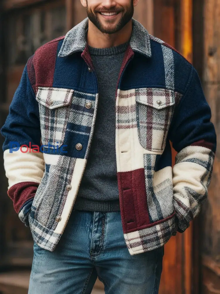 Veste à carreaux décontractée pour hommes comme image / S