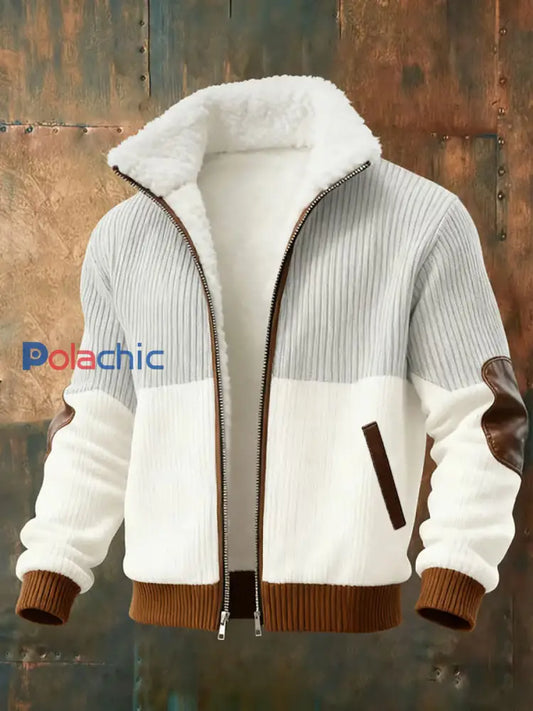 Veste à glissière décontractée texturée pour hommes Blanc / S