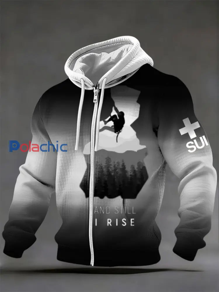 Veste à glissière monochrome élégante pour hommes Swiss Climbing Graphic Multicolore / S