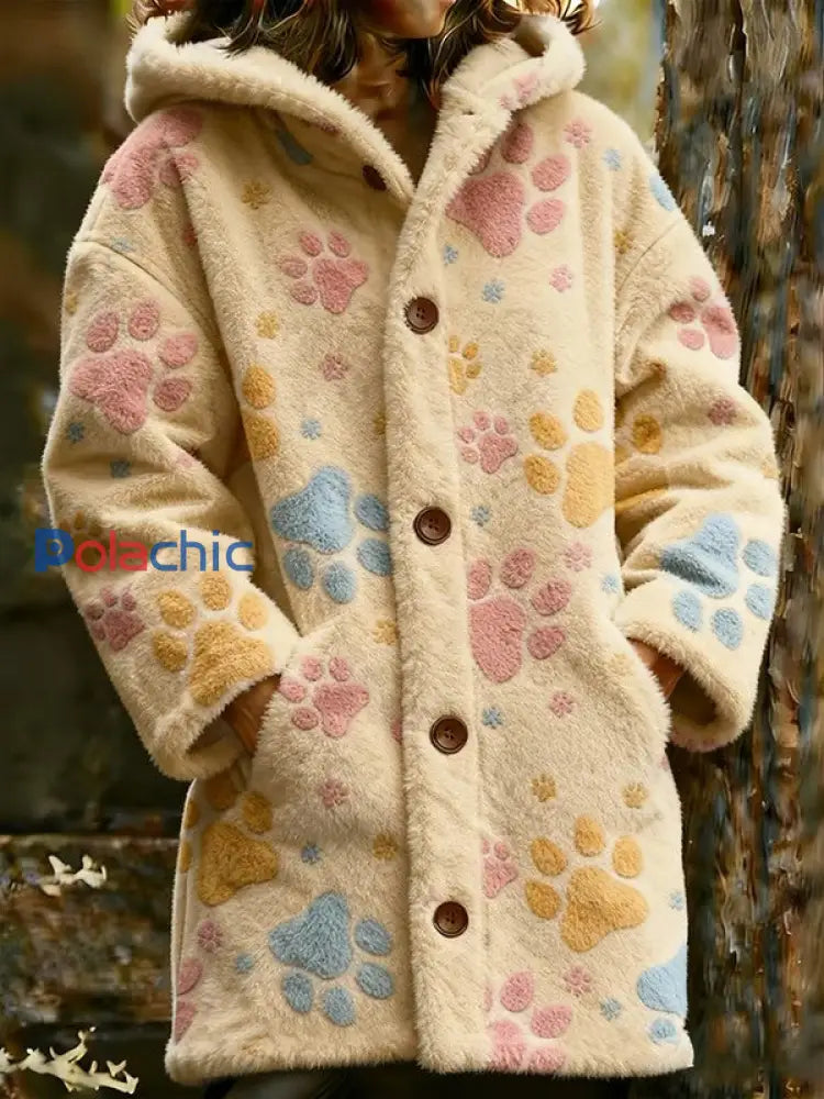 Veste chaude en flanelle imprimé animal pour femme Brun clair / S