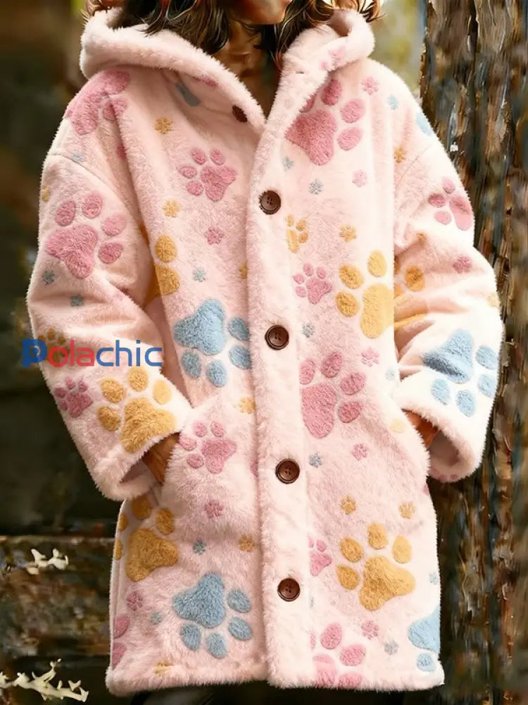 Veste chaude en flanelle imprimé animal pour femme Rose / S