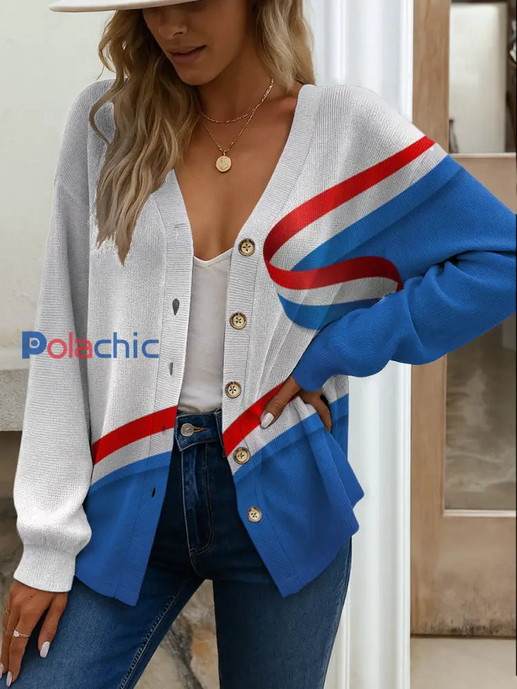 Veste de cardigan de drapeau français des femmes Multicolore / S