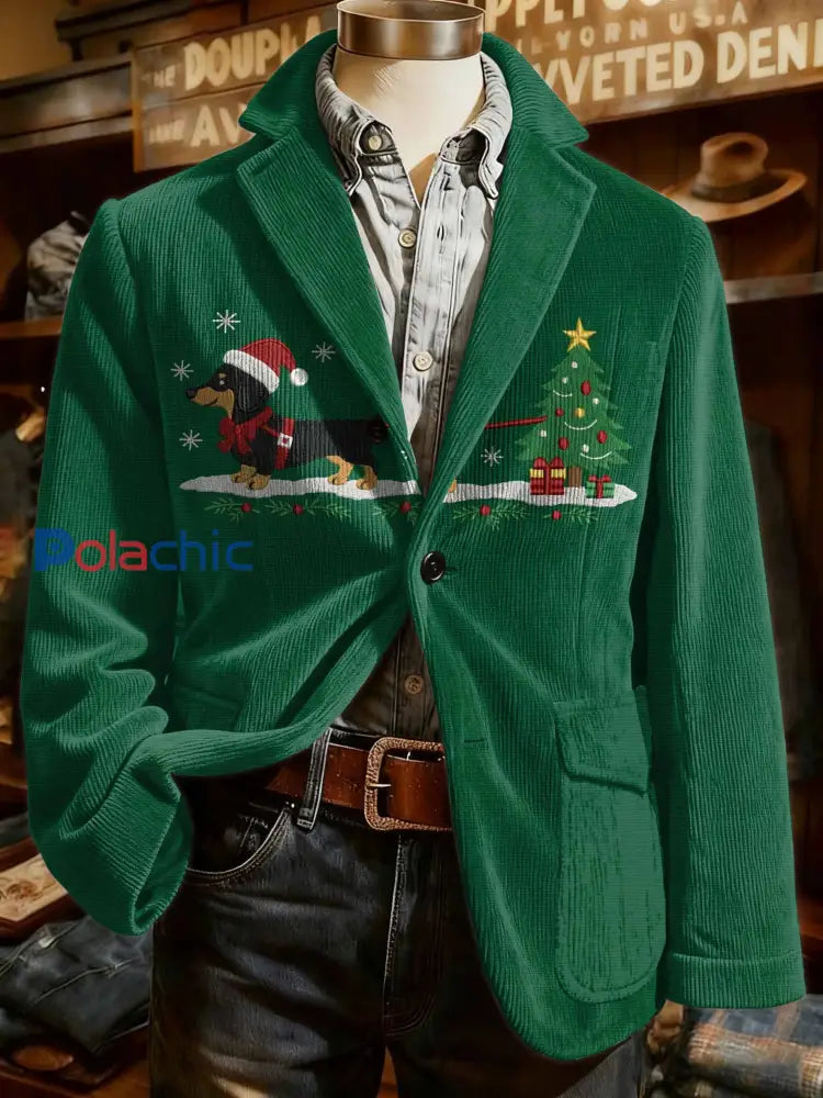 Veste de costume décontractée motif teckel de Noël vintage comme image / S