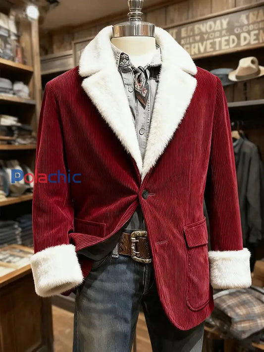 Veste de couleur unie de Noël pour hommes Rouge / S