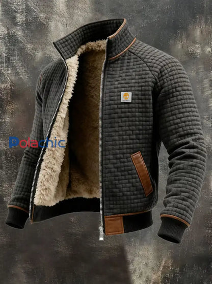 Veste de plein air rétro texturée chaude multi-poches pour hommes Gris foncé / S