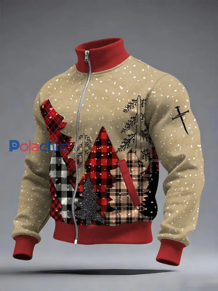 Veste décontractée à imprimé croisé de Noël pour hommes comme image / S