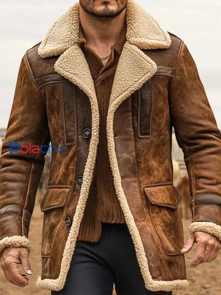 Veste décontractée en peluche rétro pour hommes