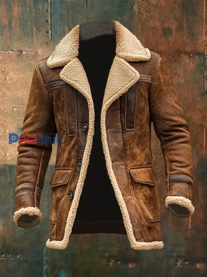 Veste décontractée en peluche rétro pour hommes comme image / S