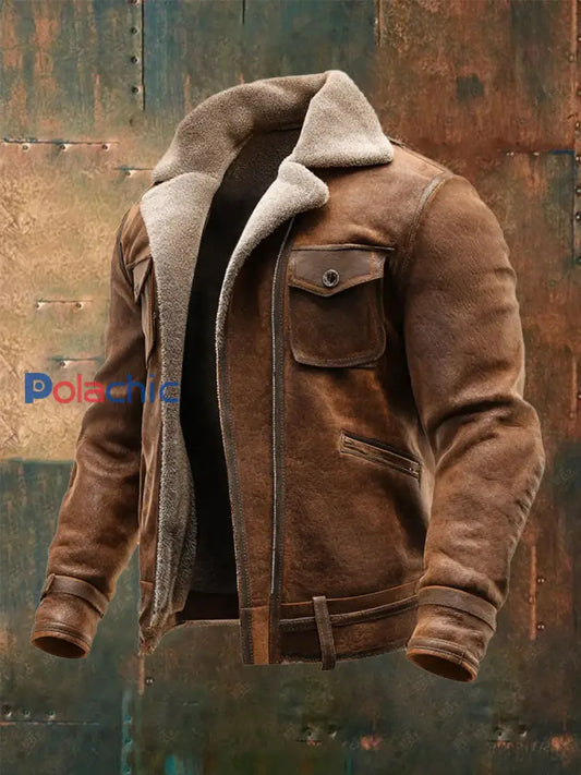 Veste décontractée en peluche rétro pour hommes Marron / S