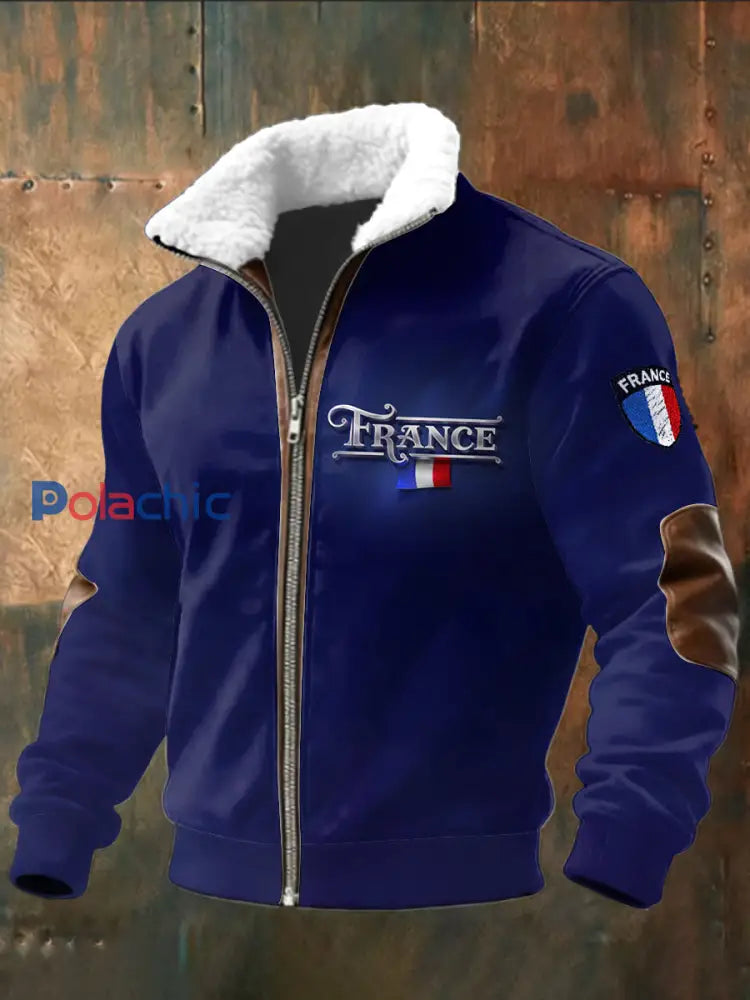 Veste Décontractée Homme Drapeau Français Bleu Marine Bleu / S
