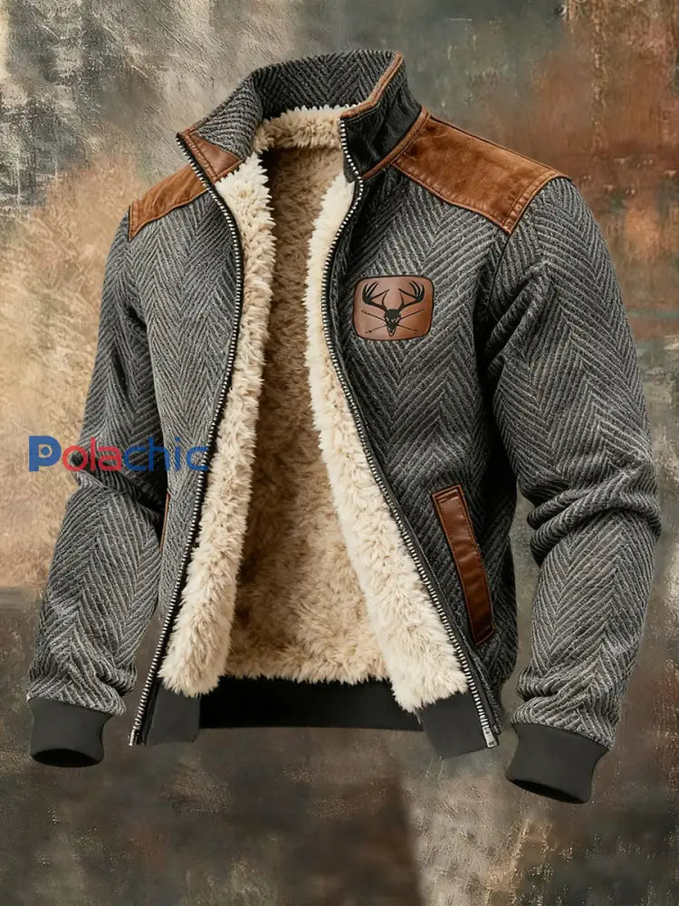 Veste d’extérieur chaude en jacquard rétro pour hommes comme image / S