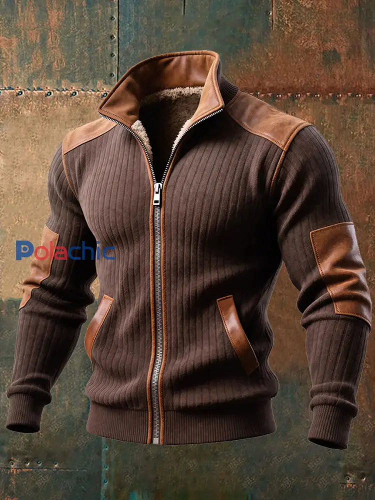 Veste d’extérieur chaude rétro texturée pour hommes