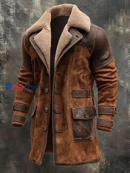 Veste d’extérieur chaude rétro texturée pour hommes Marron / S