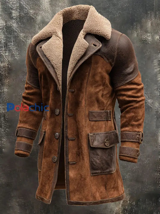 Veste d’extérieur chaude rétro texturée pour hommes Marron / S