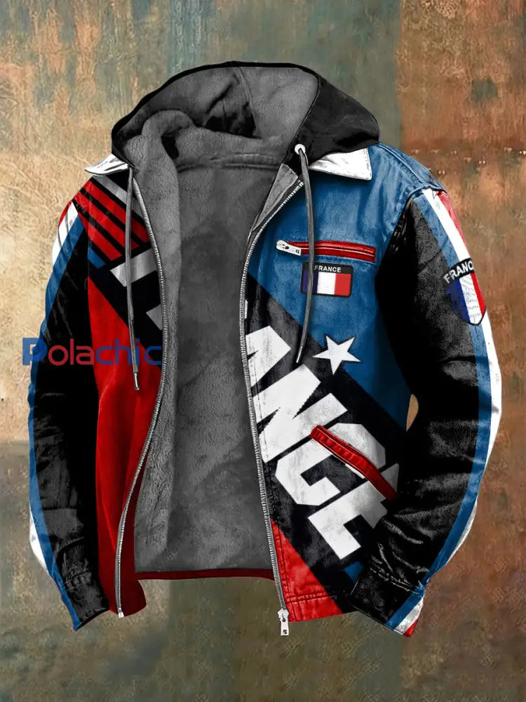 Veste doublée d’ouatine de la mode du drapeau français des hommes Multicolore / S