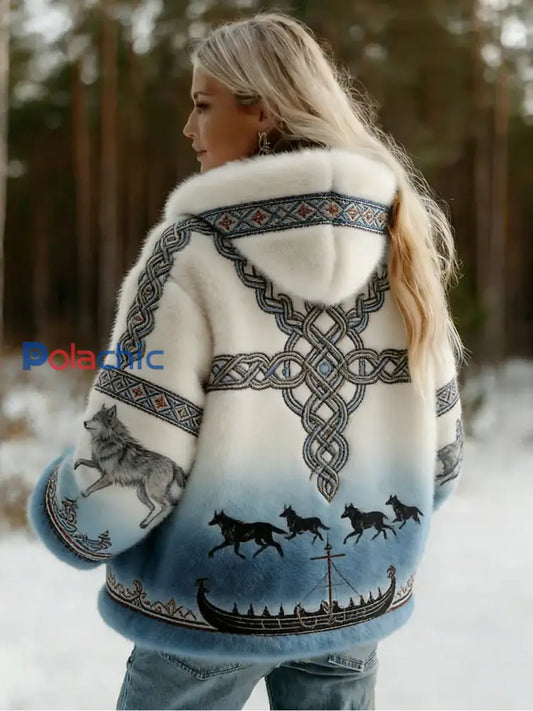 Veste en flanelle à motifs vintage de style celtique Viking pour femmes A / S