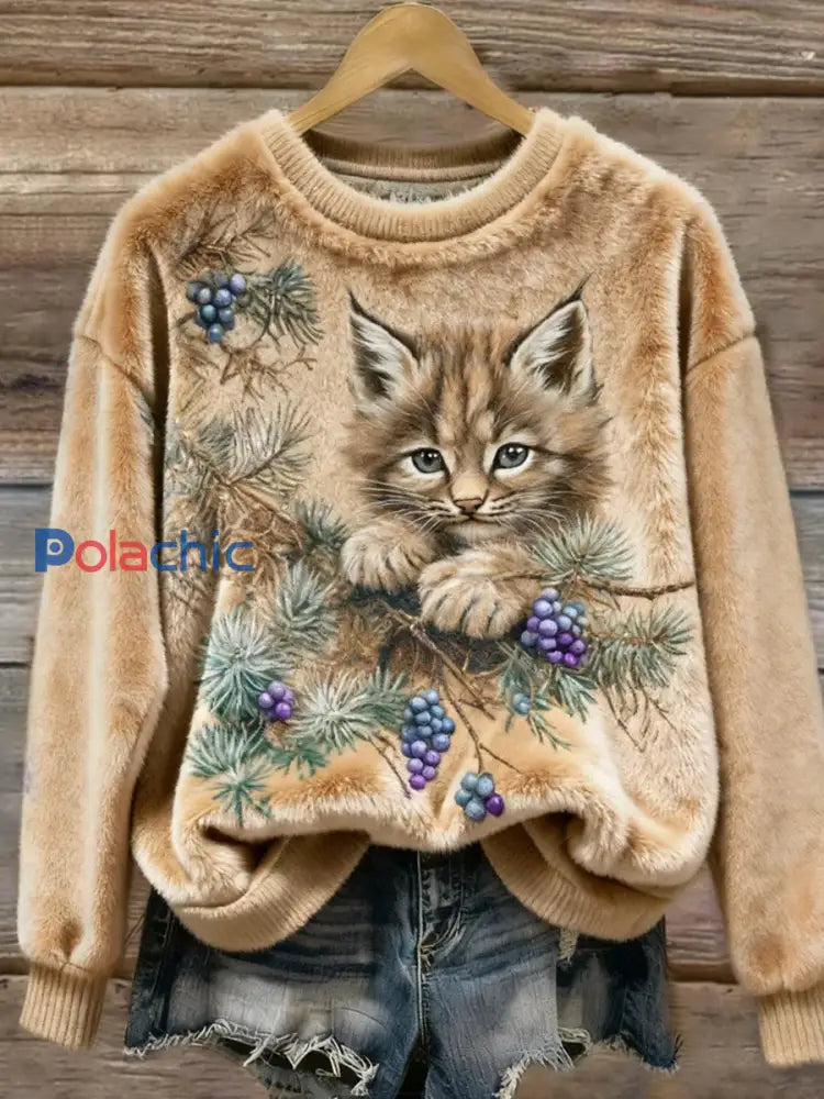 Veste en flanelle confortable à imprimé animal rétro pour femmes A / S