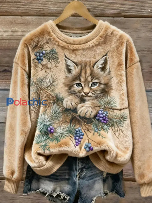 Veste en flanelle confortable à imprimé animal rétro pour femmes A / S