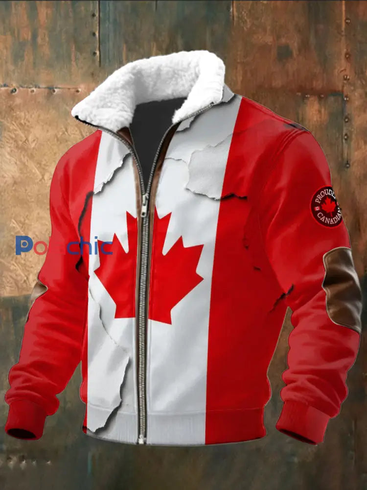 Veste en molleton drapeau canadien pour hommes Rouge / S