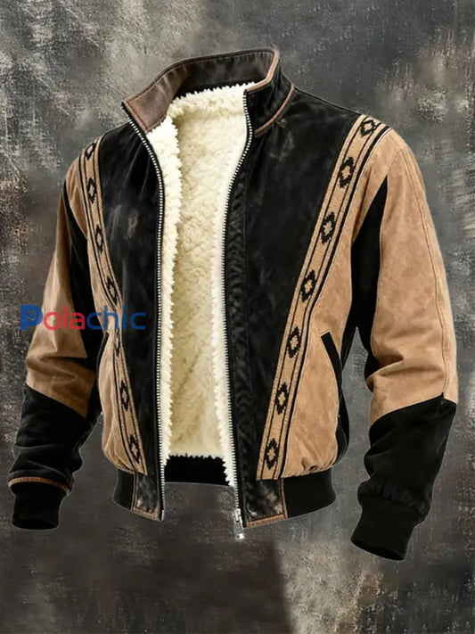 Veste extérieure à glissière chaude en patchwork rétro pour hommes comme image / S