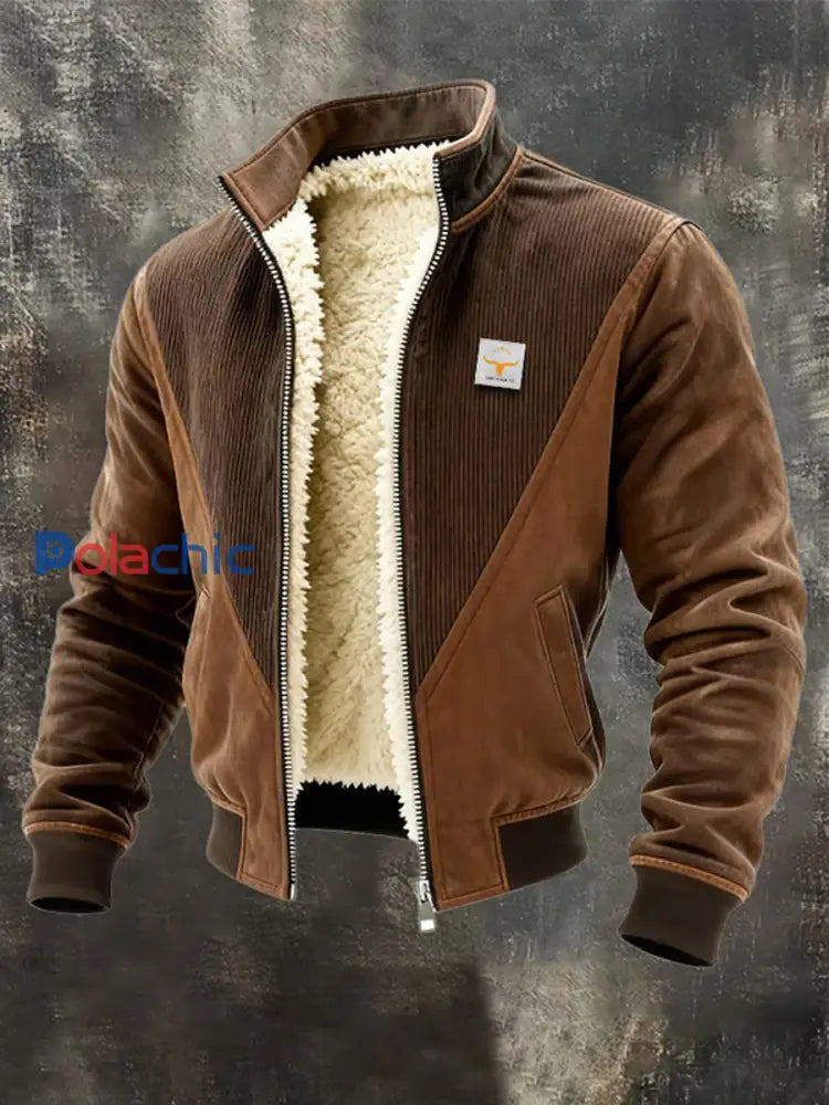 Veste extérieure à glissière chaude en patchwork rétro pour hommes comme image / S