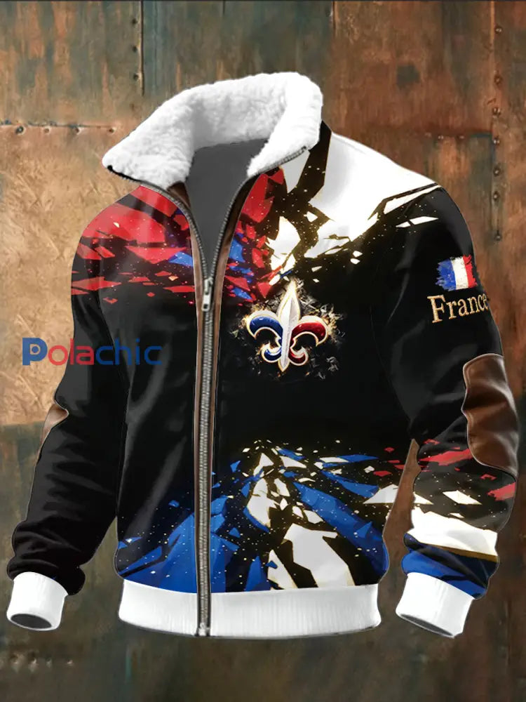 Veste Homme French Black Design Imprimé Zip Noir / S
