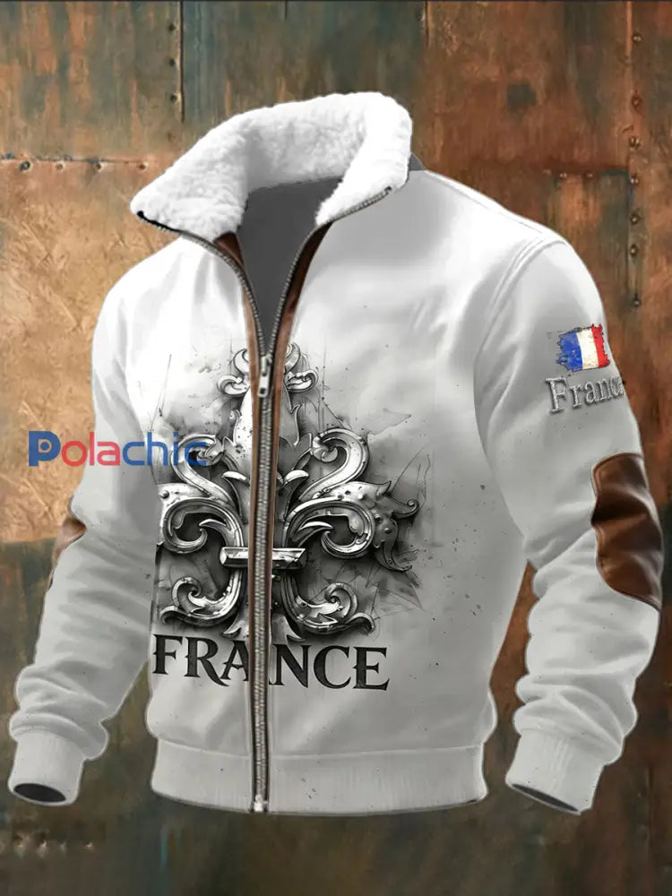 Veste Homme Grise Imprimée French Metal Design Gris / S