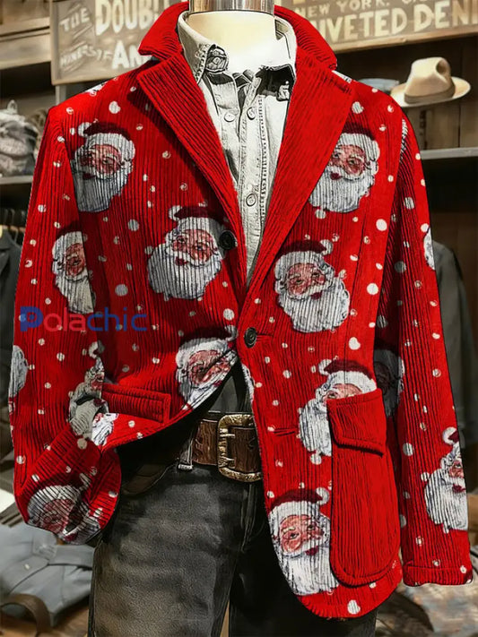 Veste imprimée d’art de Noël pour hommes Rouge / S