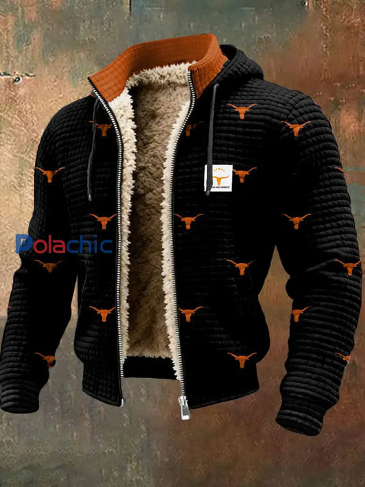 Veste imprimée de foi de style western d’hiver vintage pour hommes Noir / S