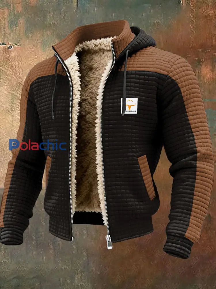 Veste imprimée de foi de style western d’hiver vintage pour hommes Noir / S