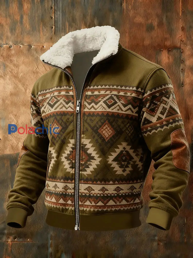 Veste rétro à col en fourrure Western Homme comme image / S