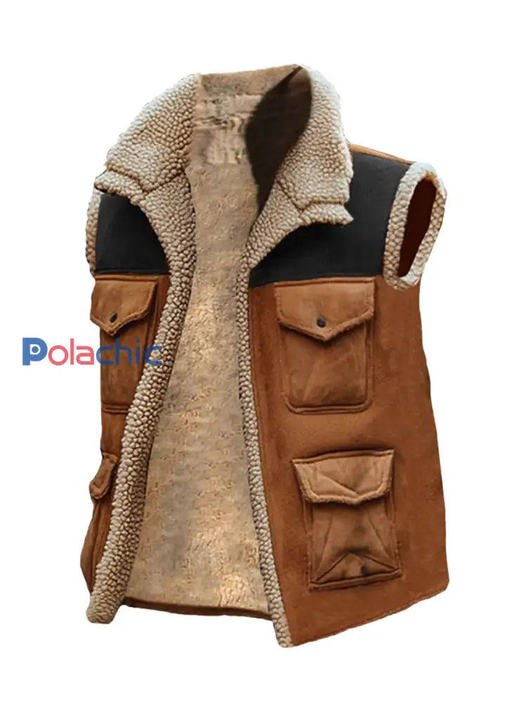 Veste sans manches rétro Patchwork Casual pour hommes