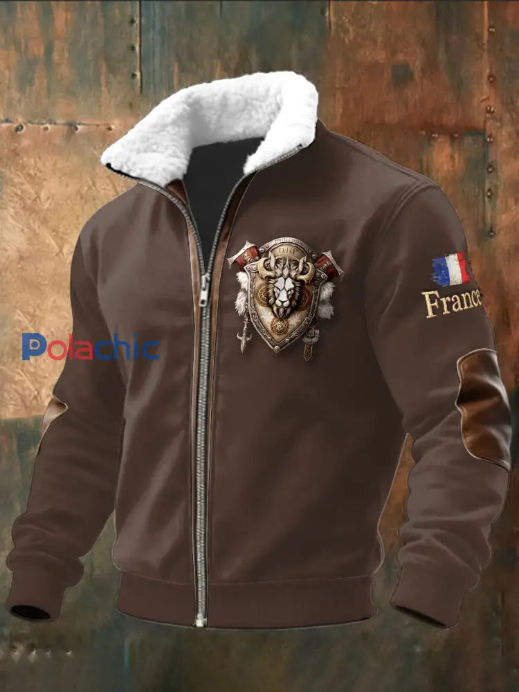 Veste Sweat à capuche pour homme French Lion Vintage Marron / S