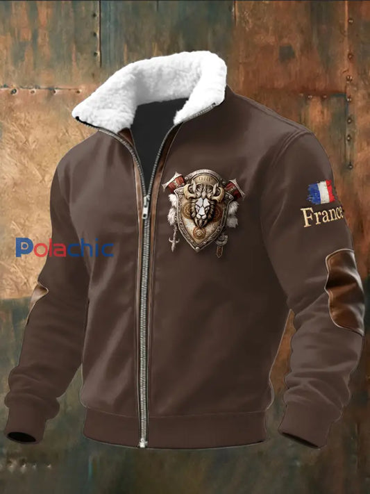 Veste Sweat à capuche pour homme French Lion Vintage Marron / S