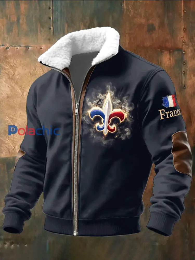 Veste Sweat Homme Drapeau Français Imprimé Bleu Marine Bleu Marine / S