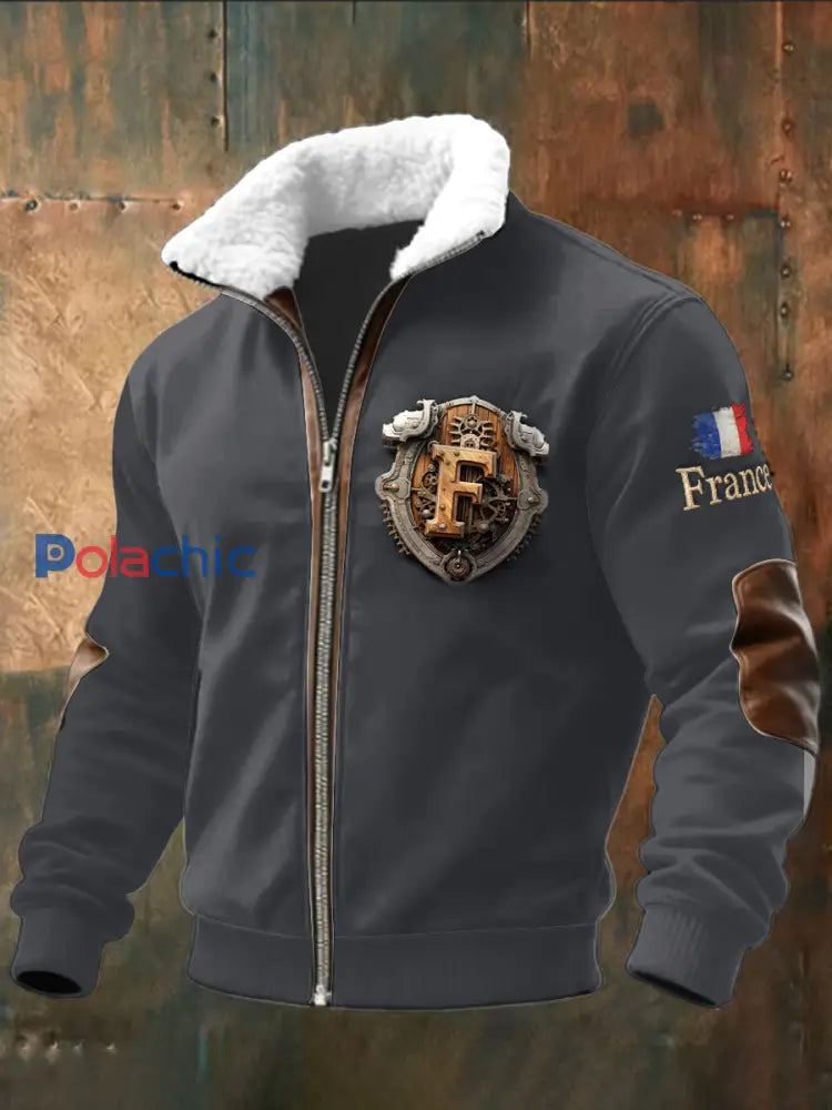 Veste Sweat Homme French F Metal Print Gris foncé / S