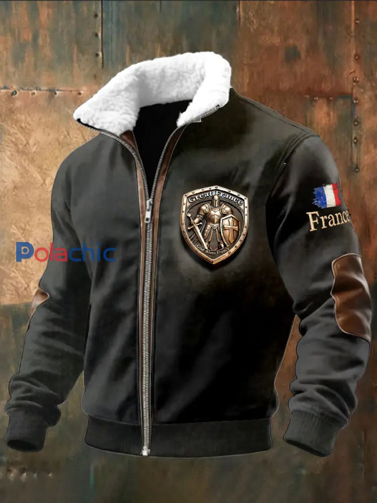 Veste Sweat-shirt à capuche décontractée pour hommes drapeau français Noir / S