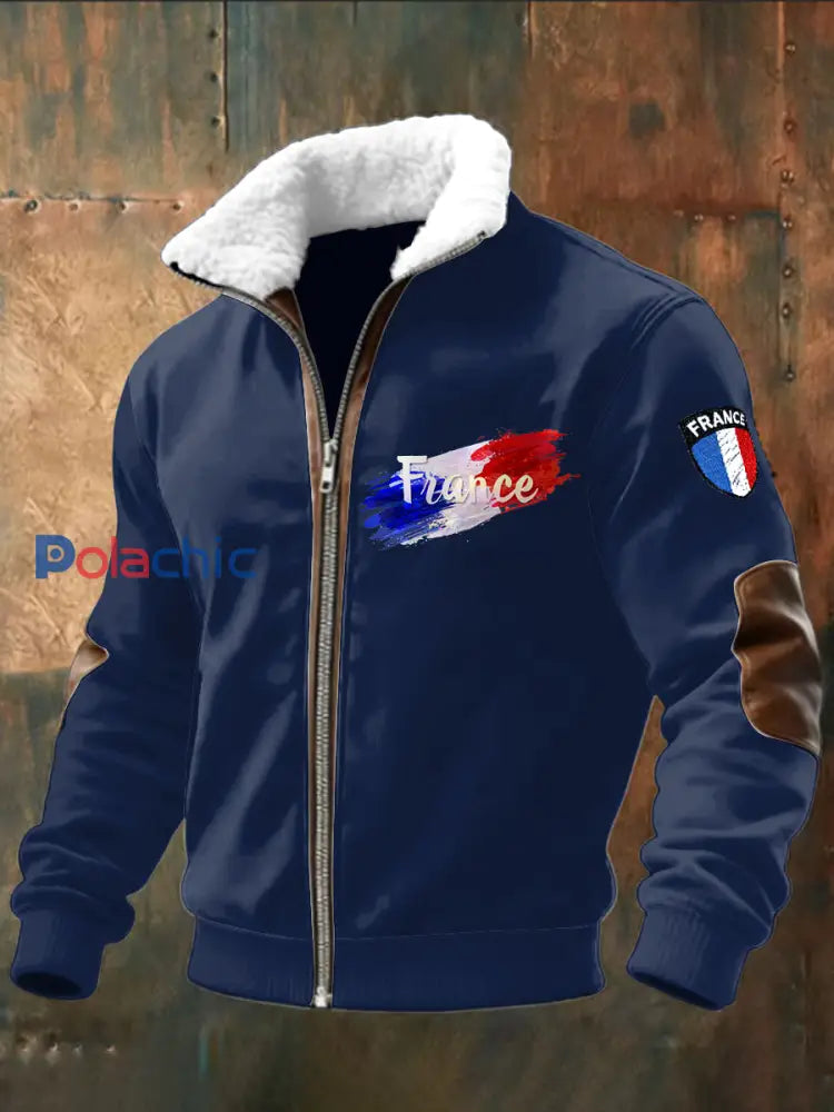 Veste Sweat-shirt à capuche pour homme avec drapeau français Bleu / S