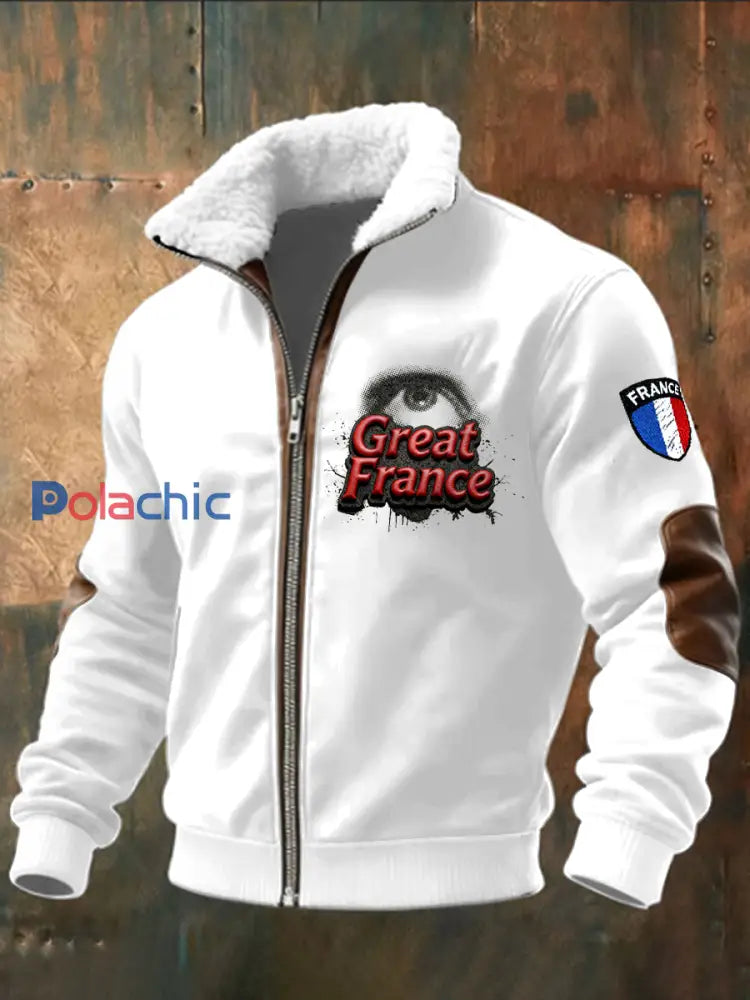 Veste sweat-shirt blanche à imprimé créatif français pour hommes Blanc / S
