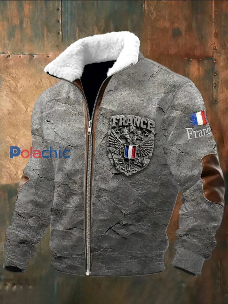 Veste Sweat-shirt Homme Gris Foncé Imprimé Drapeau Français Gris foncé / S