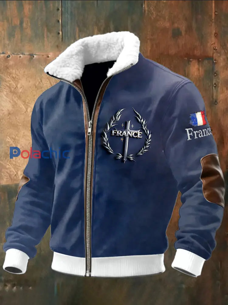 Veste Sweat-shirt Homme Marine Imprimé Croix Française Bleu Marine / S